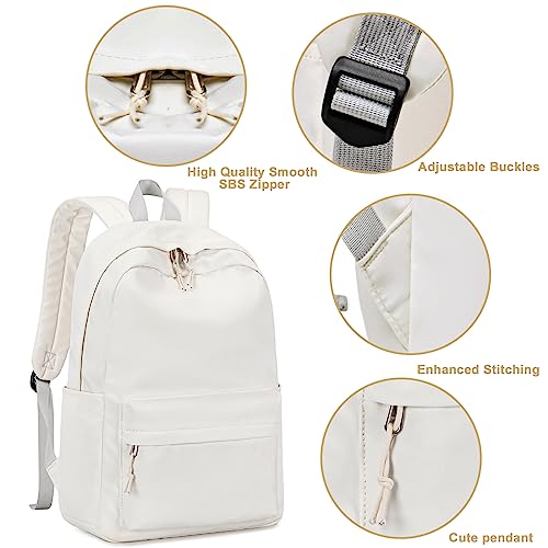 School Backpack for Teen Girls Women Laptop Backpack College Bookbags Middle School Travel Work Commuter Back Pack(Solid Beige) 4 41MBX00r gL
