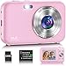 Digital Camera, FHD 1080P 44MP Kids Camera, Portable Compact Digital Camera with 16X Digital Zoom, New Models Rechargeable Camera for Kids Teenagers Beginners Boy Girl (Pink)
