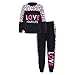 JEYPINMI Girls 2 Piece Sweatsuit Fashion Outfits Tracksuit Set Casual Pullover Sweatshirt Sweatpants Clothing Sets Black 6-7 Years