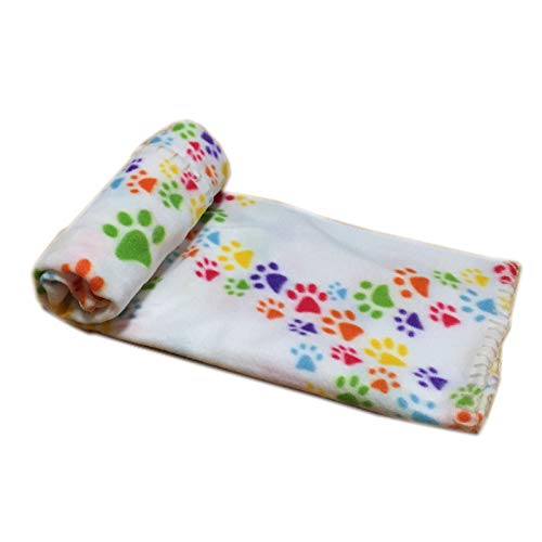 Loialpupy Couverture d'empreintes de pattes de chien, coussin pour petit chien, couverture de couchage, serviette de bain, couverture de pique-nique, chat, chien, lapin, hamster (M (100 x 70 cm), A) Cover
