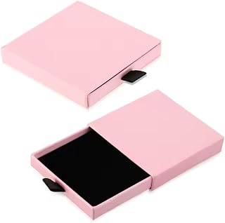 2-Pack Small Jewelry Gift Boxes,Cardboard Gift Packaging Box with Drawer,Ring Earing Bracelet Storage Organizer (Light Pink, 3.15x3.15 Inch)