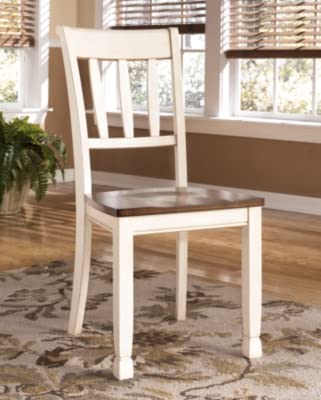 Signature Design by Ashley Whitesburg Cottage Rake Back Dining Chair, 2 Count, Brown & White