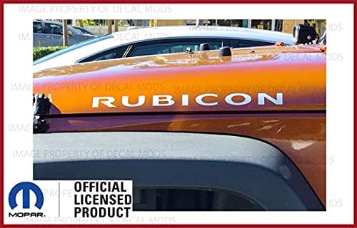 Decal Mods Rubicon Hood Decals Stickers fits Jeep Wrangler Rubicon JK (2007-2018) & TJ (1997-2006) Set of 2 [Metallic Silver] SJ4T6