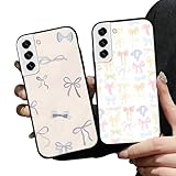 Zrutru Preppy Handyhüllen für Samsung Galaxy S21 FE 5G, stilvoll, weiche Schleife, mit schützendem schwarzem Bumper für Damen, Silikon, stoßfest, Funda für Samsung S21 FE 6,4 Zoll, 2 Stück