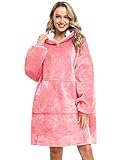 Sykooria Manta Sudadera Gigante con Capucha Pullover de Franela Calentita Manta de TV de Doble Capa Súper Suave y Cálida para Mujeres Hombres Adolescentes (Rosado-2, S)