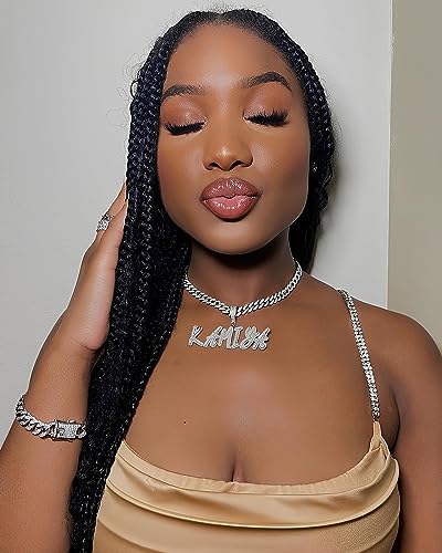 Lulu Mel Iced Out Personalized Cursive Name Necklace For Trendy Women, Custom Handmade Nameplate Pendant With Cuban Link Chain, White Gold Plated Hip Hop CZ Diamond Jewelry Gifts2