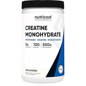 Nutricost Creatine Monohydrate Micronized Powder 500G, 5000mg Per Serv (5g) – 100 Servings for Endurance, Muscle Growth, Athletic Performance and Recovery