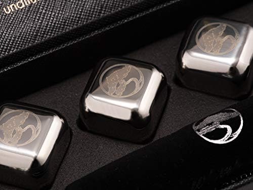 Luxury Whisky Stones Gift Set by Lillywhite & Brown | 8 Premium Stainless Steel Ice Cubes | Reusable Cooling Rocks for Chilling Whiskey | Gift for Men