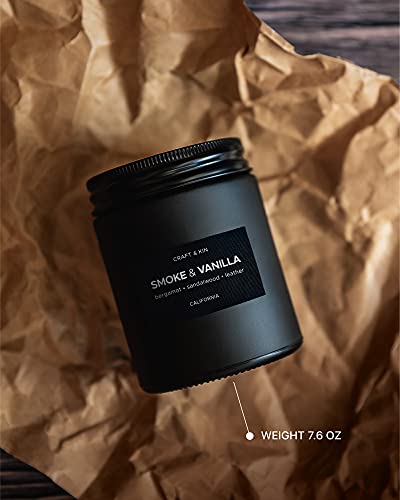 Scented Candles for Men | Smoke & Vanilla Scented Candle | Candle for Men | Soy Candles for Home Scented | Aromatherapy Candle Mens Candles | Wood Wicked Candles | Vanilla Candle in Black Jar - Thumbnail 5