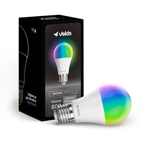 Velds Smart LED Light Bulb 9W (60W) Tunable White Dimmable Music Sync 16 Million Colors WiFi+Bluetooth Compatible with Alexa & Google Circadian Rhythm No Hub Required A19 E26 800 Lumens