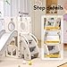 Baotree 6 in 1 Toddler Playset with Slide, Kids Slide with Basketball Hoop, Ball, Ring Toss, Indoor Outdoor Toys (White Grey)