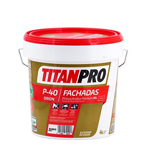Pintura acrílica Premium A4 Blanco P40 Titan Pro - Mate, 4 L