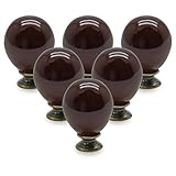 Seimneire 12pcs Brown Egg Knobs, Ceramic Cabinet Knobs Vintage Drawer Knobs, Egg Shaped Cabinet...