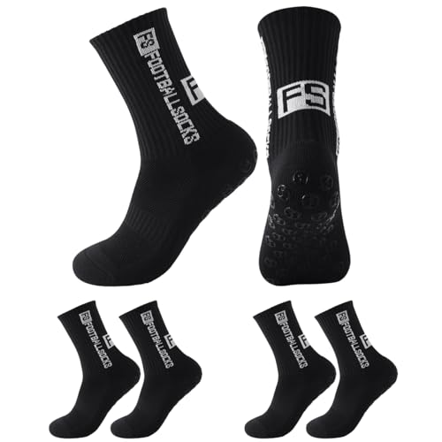 Betrynidil 3 Pares Calcetines de fútbol,Calcetines Antideslizantes Futbol,38 45 Football Socks,para Fútbol,Baloncesto,Tenis,Voleibol,Running y Ciclismo (Negro)