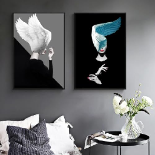 Art mural abstrait fleur aile plume pour sublimer la décoration murale d'une chambre