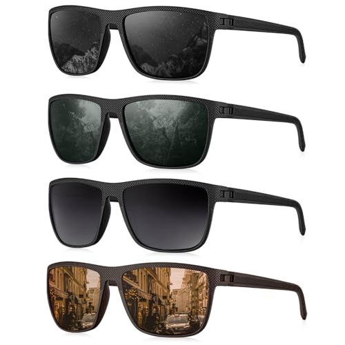 Classic Sunglasses for Men, Sun glasses Mens for Driving,Cycling, Fishing, Golf, 4 PACKS