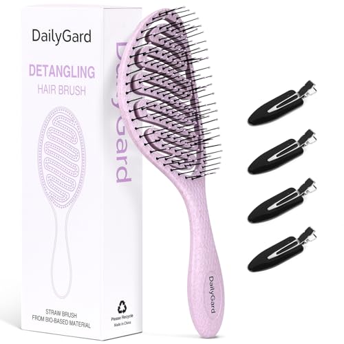 Detangling Brush, Dry and Wet Vented Detangler Hair Brush for Women and Men, Paddle Quick Drying Hairbrush for Wet/Dry/Curly/Thick/Long/Wavy/Damaged Hair, Purple