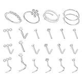 OAJABBGE 23 Piezas De Anillos Nariz Acero Inoxidable Con Circonita Cúbica Poste 0 8mm Tamaño Piedras Preciosas 1 5 Y 3mm Para Uso Diario Joyería Corporal