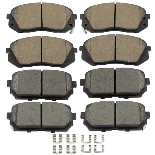 Image of SCITOO D1295 D1296 Front & Rear Ceramic Brake Pads Sets w /Hardware Replacement For Kia For Rondo 2007-2009