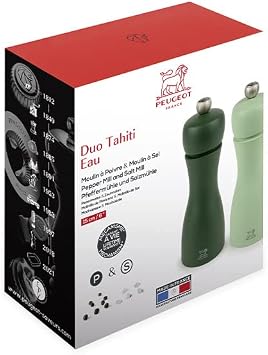 Peugeot Tahiti Duo Su Yeşili Tuz ve Karabiber Değirmeni Seti 15 cm - 6 inç, Deniz Köpüğü ve Nane