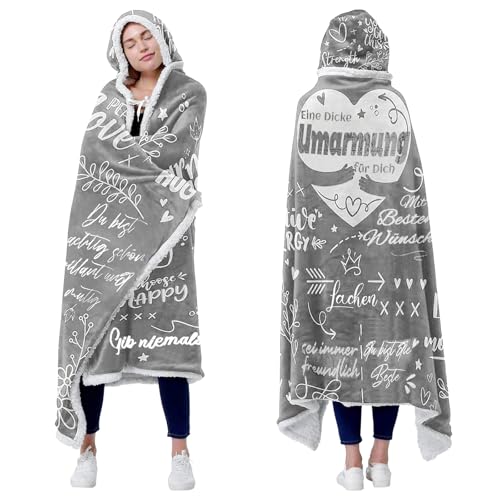 BORDEAG Manta con mangas, un abrazo grueso para ti, manta con mangas, manta con capucha, manta para mujer, manta con capucha, manta para vestir para mujeres, hombres, adultos (120 x 180 cm), gris, 120