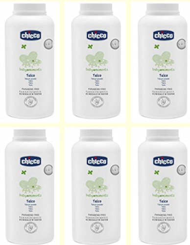 6 X Polvere di Talco Chicco Baby Moments Per la cura di Bambini e neonati