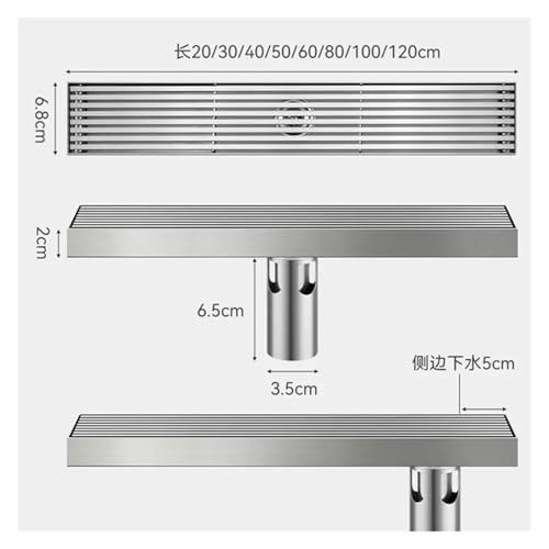 Desagüe de ducha lineal antiemboce rectangular en acero inoxidable 8