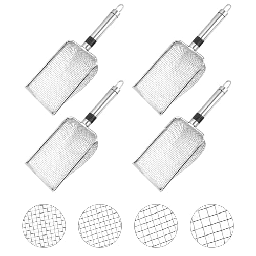 Pala Tamiz De Jardín, 4PCS Tamiz De Jardín De Acero Inoxidable Tamiz De Compost Con Mango Tamiz De Jardín Tierra Herramientas De Jardín Tamices Para Tierra Para Macetas Con Malla De 2/2,8/3,8/5 mm