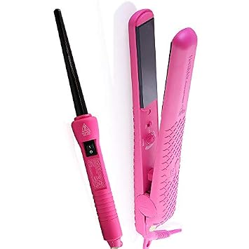 HerStyler Grande Curling Iron Pink & Colorful Seasons Pink Flat Iron