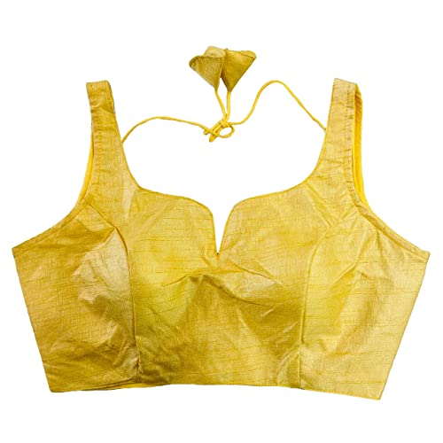 Image of Pujia Mills Women's Heavy Phantom Silk Bollywood Style Sleeveless Trendy Blouse(Veda)