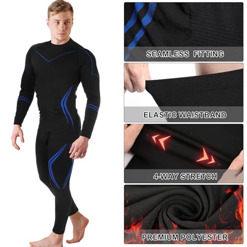 Patelai 2 Pack Men Thermal Underwear Set Mens Compression Quick Drying Warm Base Layer for Winter Skiing Hunting2