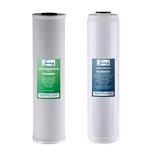 Image of iSpring F2WGB22BPB 4.5 inch x 20 inch 2-Stage Whole House Water Filter Replacement Pack Set with Carbon Block and Lead Reducing Cartridges, Fits WGB22B-PB, white
