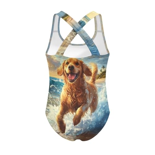 Image of One Piece Swimsuit Girls Cross-Back Bathing Suit 5-14Y Kids Swimwear Cute Swimsuits Sleeveless Bathing Suits