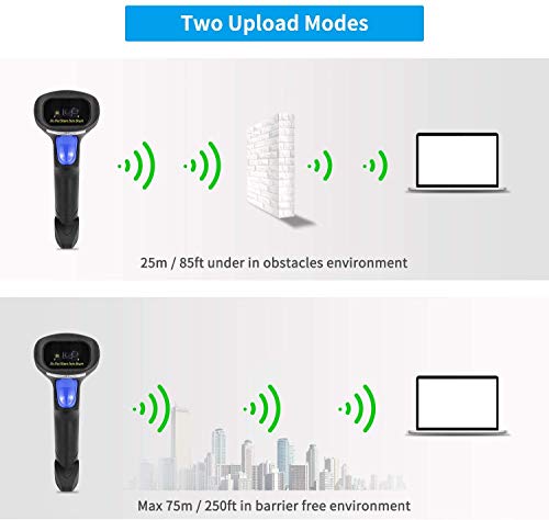 NetumScan Wireless Barcode Scanner with Stand, Portable Automatic Barcode Reader 2-in-1 (2.4G Wireless & USB 2.0 Wired QR Code Scanner for Warehouse POS and Computer (1D)