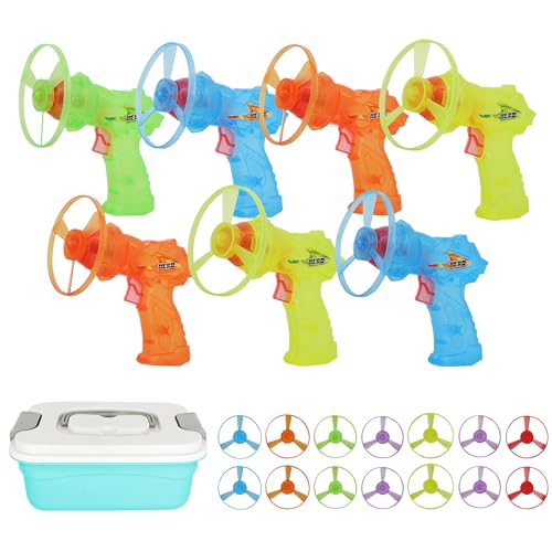 7 Pack Launching Toy Flying Disc Shooters for Kids,Cyclone Gyro Launcher Flying Saucer Ejection Spinning Top Toy Indoor & Outside Toys for Kids Ages 5+,Cat Propellers,Interactive Cat Toy