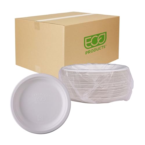 ECO PRODUCTS Compostable Vanguard 6" Paper Plates, Case of 1000, Disposable White Molded Fiber, Round, Tree-Free, Stronger Than Paper & Styrofoam, No-Added PFAS, ASTM Compliant, BPI-Certified