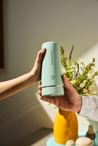 Image of ThermoFlask Stainless Steel Travel Coffee Tumbler with Sip-N-Lok Auto-Seal Lid (16 oz, Sage Green) - Leakproof Insulated Mug for Coffee & Tea