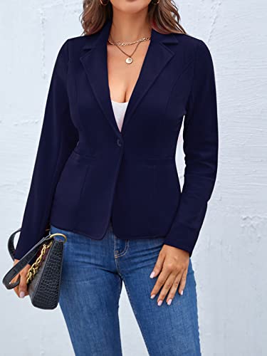 Mintlimit Blazers For Women Casual Long Sleeve Open Front Cardigan Work Office Blazers Jacket With Pockets (Navy - Large) #TOP6