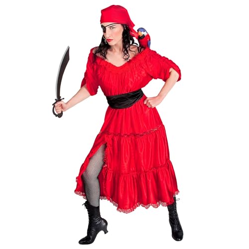 W WIDMANN MILANO Party Fashion - Costume femme pirate des Caraïbes, robe, ceinture, bandana, cache-oeil, pirate, carnaval, fête à thème