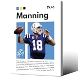 Framed Rugby Superstar Peyton Manning Signed Poster For Kids Room Bedroom Wall Decor-Football Star Picture Canvas Art Prints For Man Teens Boys Fans Gifts