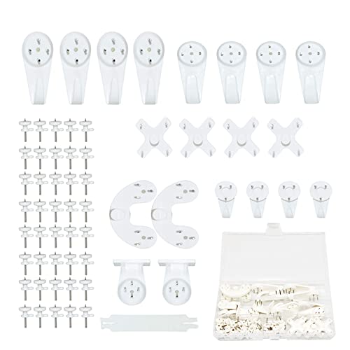 Bilderhaken Set 62pcs Non-Trace Hanger Hooks with Storage Box for Photo Picture Frame Clock Hanging on Walls Cover