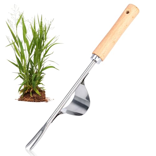 Shyllin Désherbeur Manuel, Rateau de Désherbage, Extracteur Mauvaises Herbes, Sarcleur avec Mesure e Manche, Couteau Désherbeur, Outil de Désherbage Desherbant, Weeder pour Creuser,Sarcler,Planter (Z)
