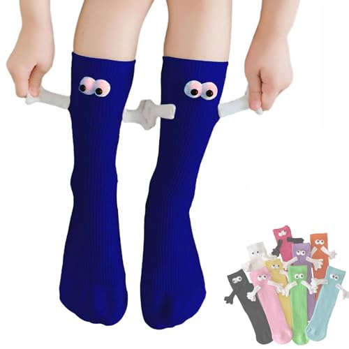 ARTSIM Magnetic Hand Holding Socks for Couple Friends Kids - 3D Doll Mid-Tube Cute Novelty Xmas Socks