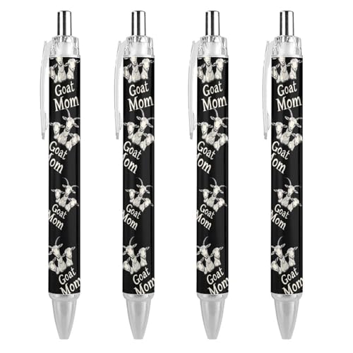 THKVSV Goat Mom Lot de 4 stylos à bille rétractables pour homme et femme 0,5 mm