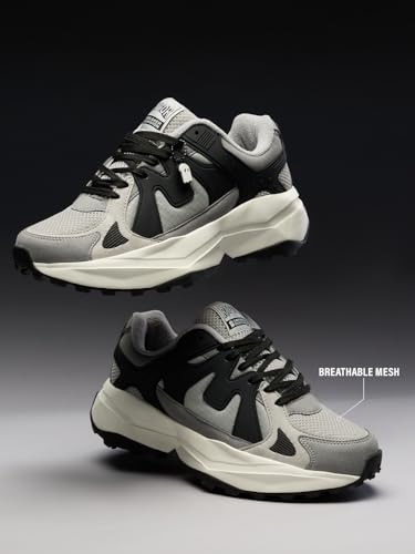 Image of The Souled Store Raptors V2: Men and Boys Low Top Sporty Casual Street Wear Chunky Sneakers | Retro Trainer with Breathable Mesh, Cushioned EVA Midsole & Ultra-Grip Rubber Outsole