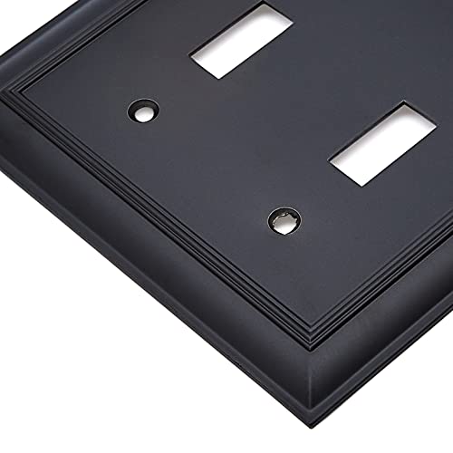 Amazon Basics Decorative 2-Gang Toggle Wall Plate - 2-Pack, Flat Black #TOP3