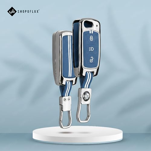 Image of SHOPOFLUX Metal Key Cover Compatible with Tata Tiago | Nexon | Altroz | Curvv | Safari | Storme | Zest | Bolt | Tigor | Punch | Hexa 3 Button Flip Key