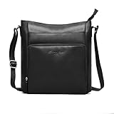 Hudson & James Women’s Genuine Leather Crossbody Bag | Lightweight Shoulder Handbag with Adjustable Strap & Organiser Pockets | Stylish Sling Bag for Travel, Work & Everyday Use (Black)