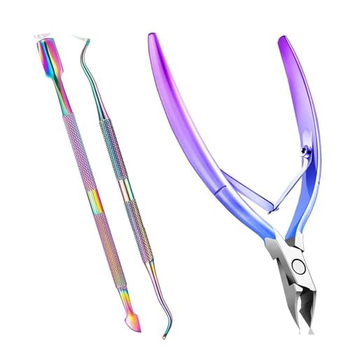3 Piezas Cuticulas Profesional Alicates para cutículas,Alicates Cuticulas Acero Inoxidable,pinzas para uñas,gradiente azul