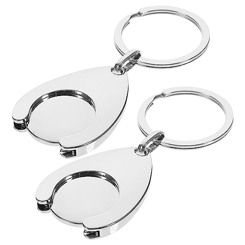 BESPORTBLE Trolley Token Keyring UK Pound Coin Size, Anti-Rust Metal Shopping Cart Remover Key for Supermarket Locker Gym